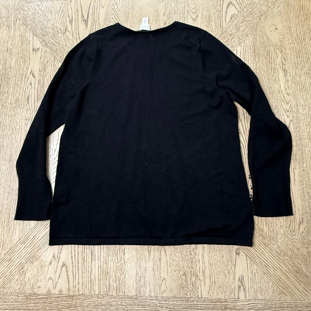Chico’s Black Long Sleeve Sweater Button Cuffs 2 Large